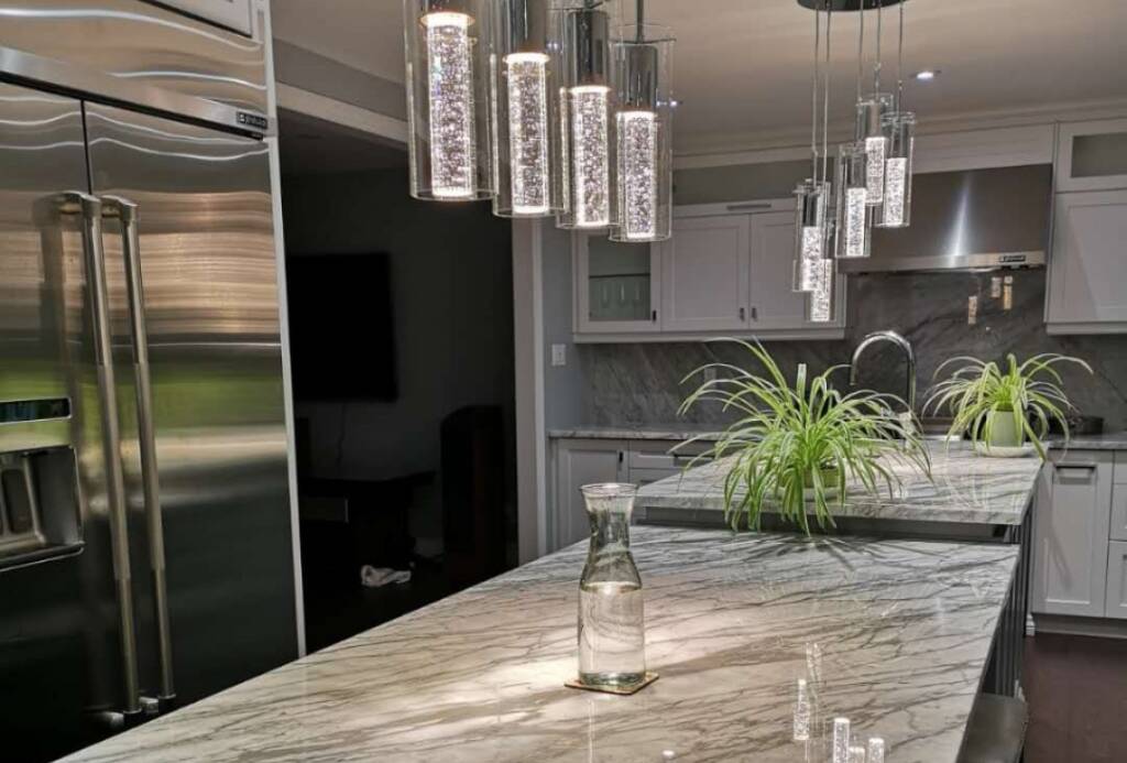 Custom Kitchen with Amazing Marble Countertop - Kitchen Renovation Toronto